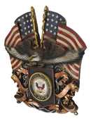 Patriotic US United States Navy Eagle Emblem With 2 American Flags Wall Decor