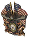 Patriotic US United States Navy Eagle Emblem With 2 American Flags Wall Decor