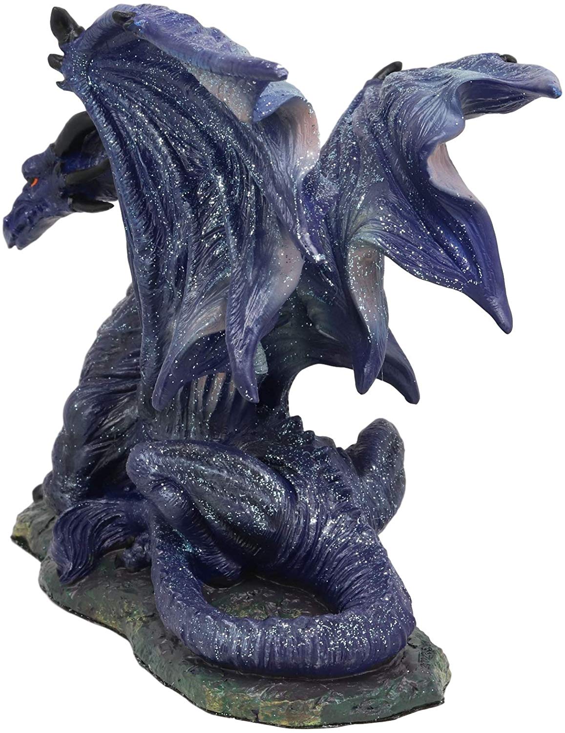 Ebros Fantasy Glitter Blue Midnight Dragon in Repose Statue 8" Long Land of The Dragons Collectible Home Decor Figurine Medieval Renaissance Alchemy and Magic Flying Prehistoric Beast Sculpture