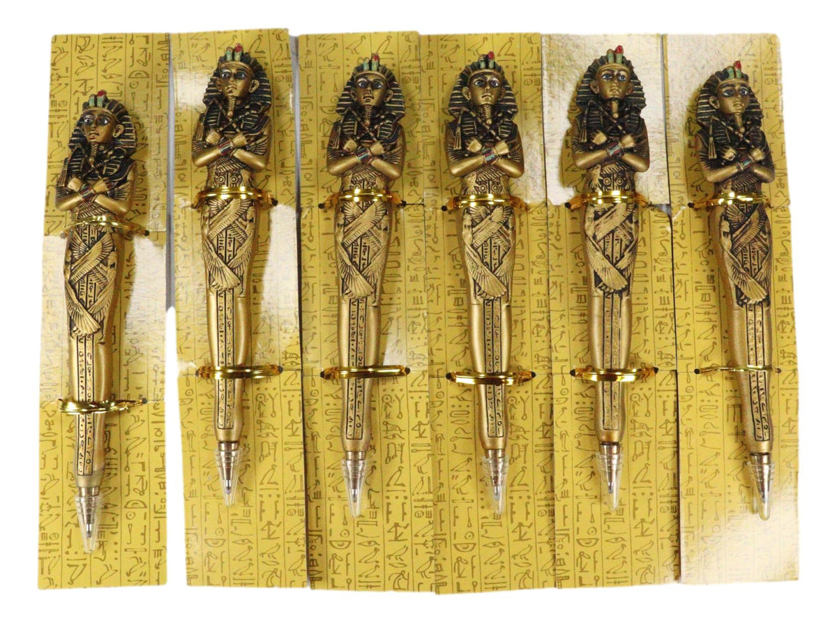 Pack Of 6 Egyptian Mask of King TUT Pharaoh Sarcophagus Figurine Ballpoint Pens