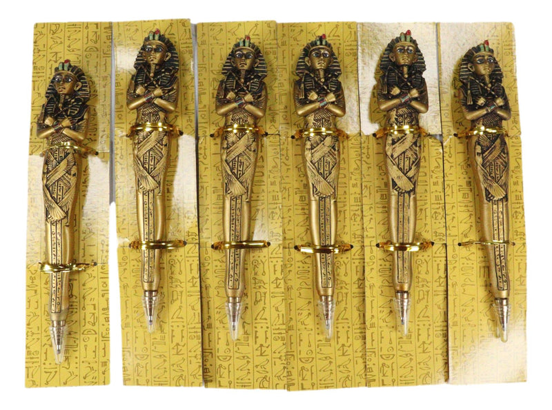 Pack Of 6 Egyptian Mask of King TUT Pharaoh Sarcophagus Figurine Ballpoint Pens