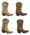 Pack Of 4 Western Ceiling Fan Tooled Leather Cowboy Boots Pull Knob Handles 3"