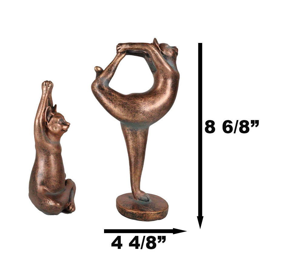 Ebros Yoga Cat Statue Set of 2 Stretching Zen Cats in Meditating and One Leg Balance Posture