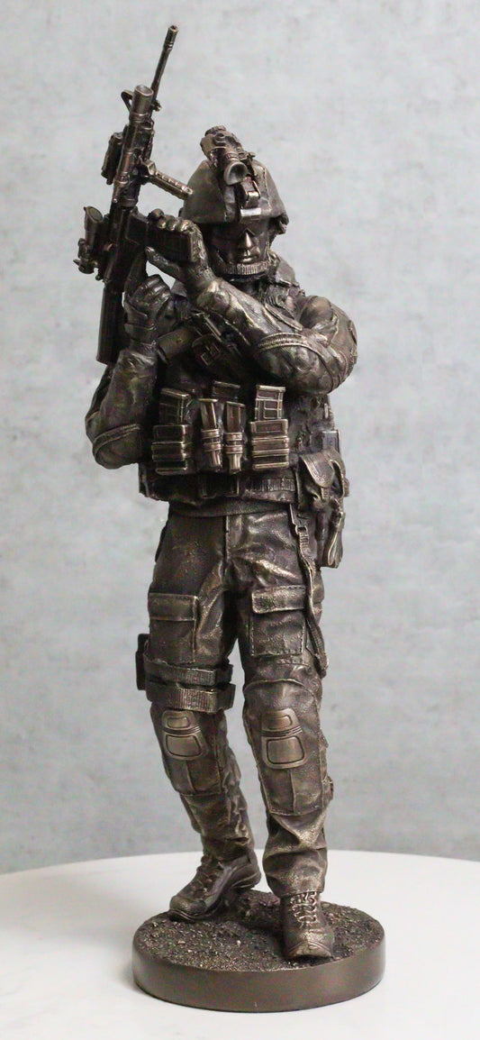 Large Modern Warfare Infantry Statue 14"H Military Rifle Unit Soldier Figurine