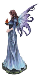 Large Goddess of Olympian Fire Elemental Fairy Queen In Blue Long Gown Statue