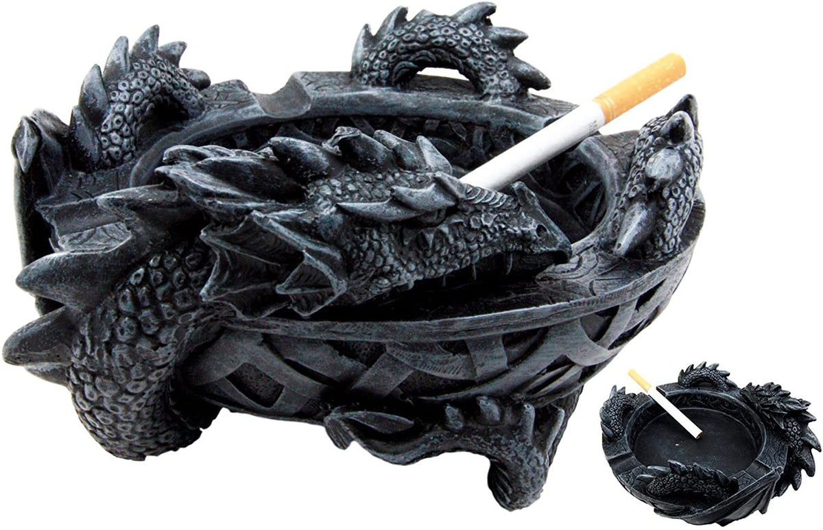 Ebros Medieval Fantasy Celtic Gerwolf Sleeping Dragon Round Cigarette Ashtray 5.75" L - Ebros Gift