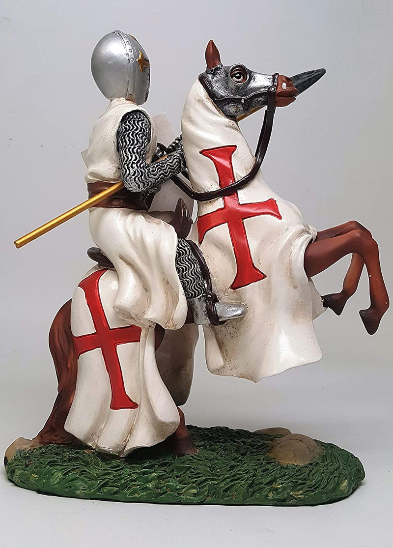 Crusader English Jostling Phalanx Spear Knight Cavalry Horse Figurine Statue