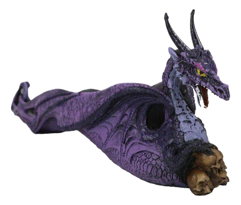 Purple Night Sky Dusk Skull Grave Dragon Growling Incense Holder Burner Figurine