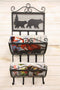 Ebros Rustic Metal Black Bears In Pine Tree Forest 2 Tier Mail Magazine Newspaper Wall Hanging Rack Holder Organizer With Coat Or Key Hooks 15.25" High Bear Family Western Cabin Lodge Country Mountain