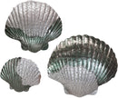 Ebros Sea Shell Clams 3 Piece Large To Small Size Aluminum Metal Wall Decor