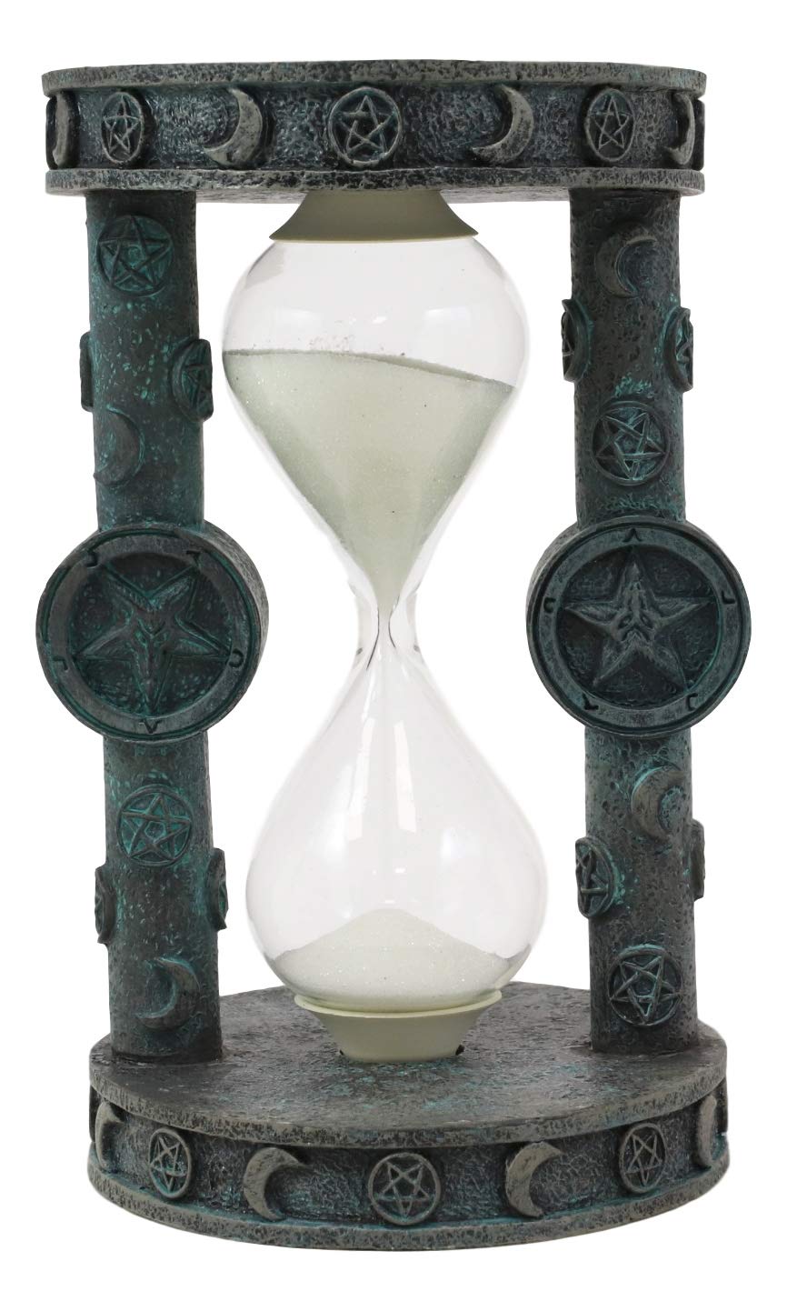 6"Tall Sabbatic Goat Idol Baphomet Skull Medallion Sand Timer Figurine Decor - Ebros Gift