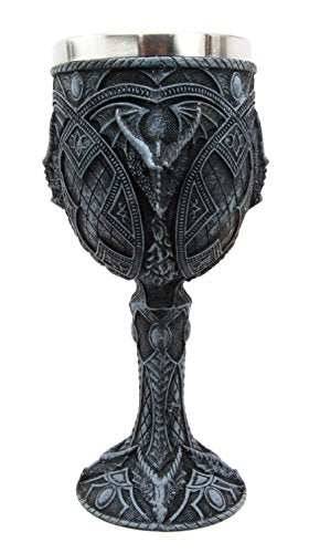 Ebros Gift Celtic Ryu Tribal Heart Dragon 7"H Wine Goblet Cup Chalice Home Decor