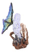 Dryad Nomad Budding Vines Winged Nude Fairy With Blue Florals On Rock Figurine