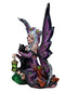 Ebros Gift Mystical Black Cat With Purple Witch Fairy Carrying Green Lantern Figurine 6.25"H