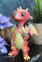 Small Collector Teal Spotted Red Baby Dinosaur Dragon Waving Hello Figurine