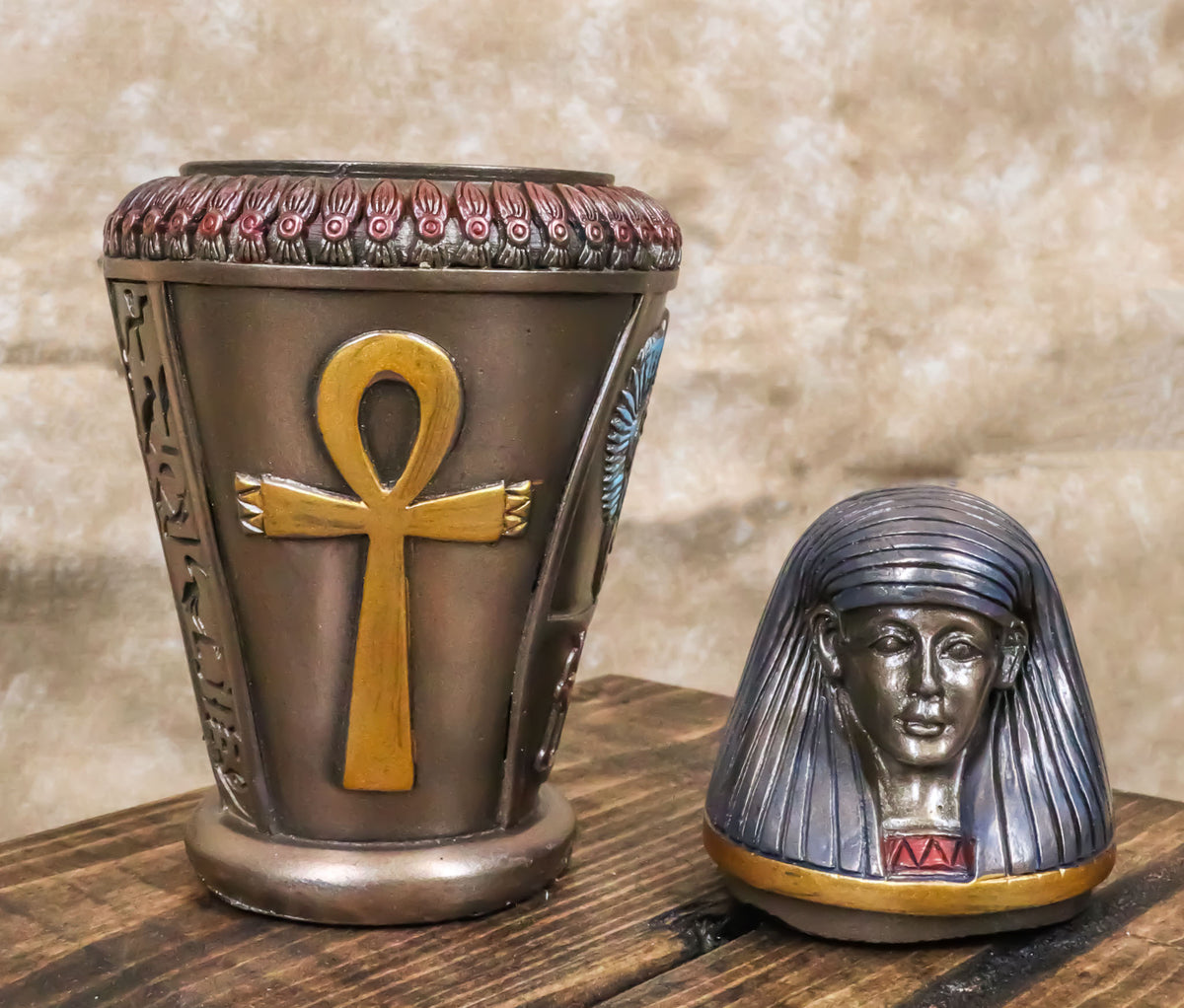 Ebros Egyptian Gods and Deities Imsety Human Mummy Canopic Jar Statue 5.5" H