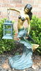 Ebros Garden Ocean Mermaid Goddess Holding Candle Lantern Aluminum Statue 21"H