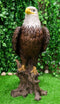 Ebros 27"H Realistic American Pride Bald Eagle Perching On Tree Stump Statue