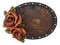 Rustic Western Faux Leather 3D Roses Tumbler Cup Soap Dish Toothbrush Holder Set