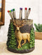 Rustic Western Buck Stag Deer By Green Forest Trees Stationery Pen Brush Holder