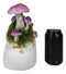 Day of The Dead Gothic Macabre Skull With Purple Fungi Mushrooms Figurine