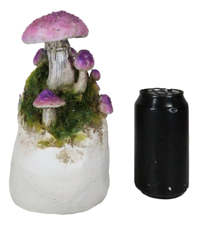 Day of The Dead Gothic Macabre Skull With Purple Fungi Mushrooms Figurine