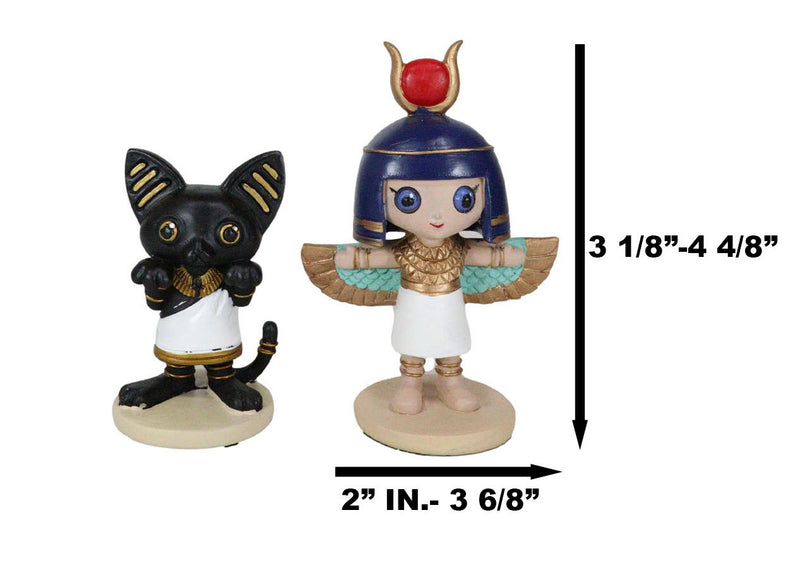 Ebros Gift Dollhouse Miniature Set of 4 Weegyptians Isis Bastet Anubis Sekhmet Egyptian Deities Figurine Collectible Set of 4