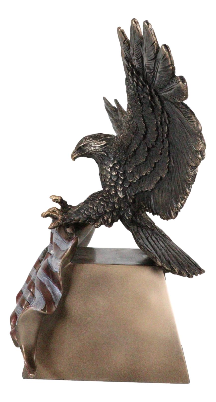 Wings Of Glory Bald Eagle Clutching Star Spangled Banner American Flag Figurine