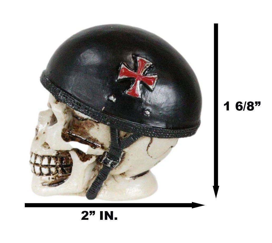 Day of The Dead Biker Skull Skeleton with Red Cross Black Helmet