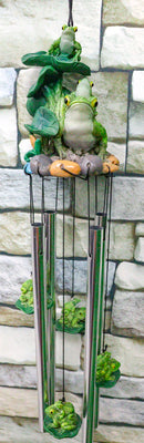 Ebros Pond Green Frog Family On Lily Pads Resonant Relaxing Wind Chime Patio