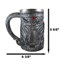 Large Silver Celtic Twin Dragon Fire Drakes Coffee Mug Beer Stein Tankard 14oz