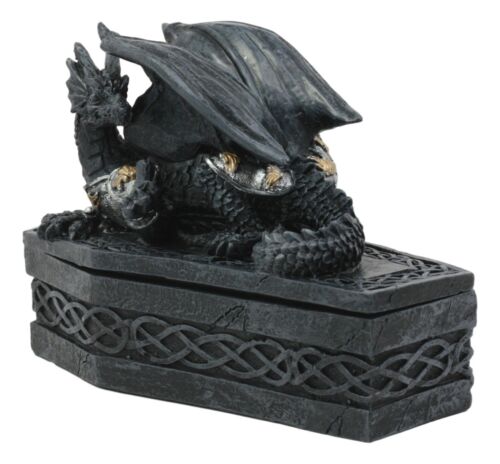 Celtic Knotwork Mythical Alchemy Dragon On Coffin Decorative Trinket Jewelry Box