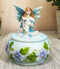 Ebros Blue Lily Flora Fairy Garden Fae Small Round Trinket Jewelry Box Figurine 3.25"H