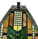 Louis Comfort Tiffany Mission Style Geometric Green Arrow Glass Shade Table Lamp