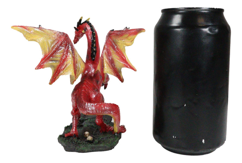 Fantasy Midnight Leviathan Red Dragon Standing On Volcanic Rock Small Figurine