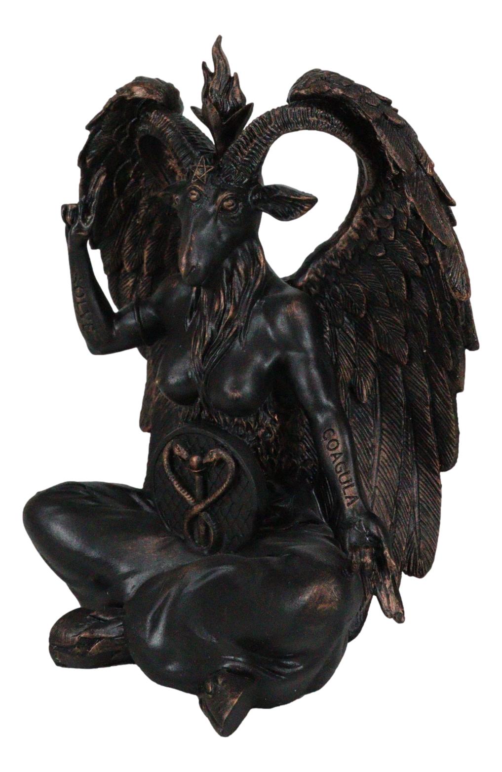 Pagan Occult Sabbatic Goat Idol Baphomet Sitting Meditation Figurine 8"H - Ebros Gift