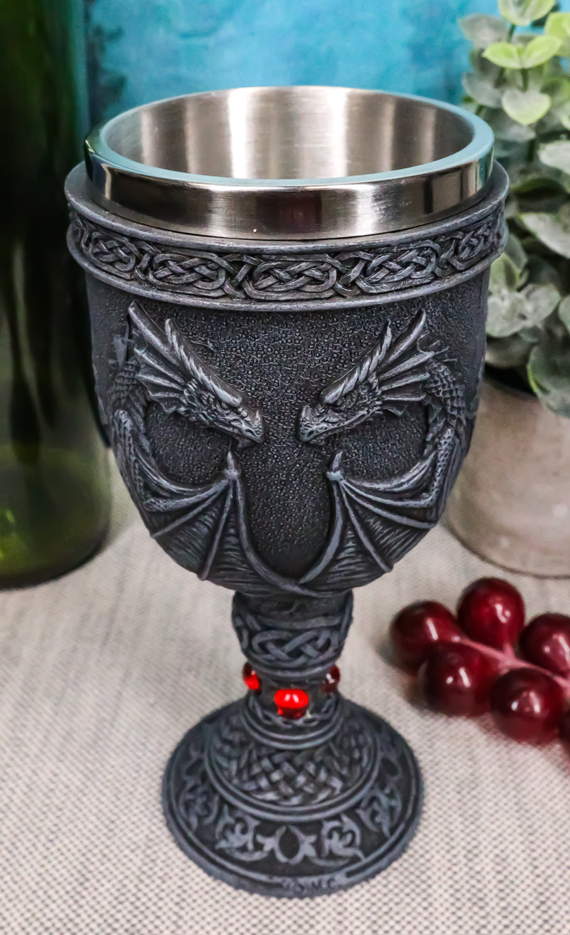 Ancient Celtic Gothic Knotwork Dueling Dragons Amulet Wine Goblet