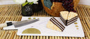 White Banswara Marble Hors D’oeuvres Cheese Board With Brass Gold Inlays 17.5"L
