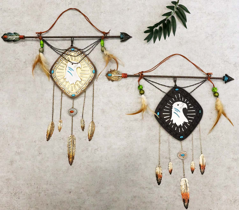 Pack Of 2 Indian Bald Eagle Spirit Arrow Beads Dreamcatcher Feathers Wall Decors