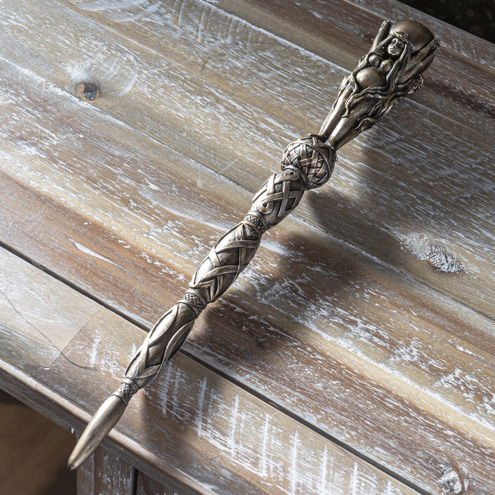 Ebros The Occult Wicca Sacred Moon Triple Goddess Magic Wand Cosplay Prop 14"L