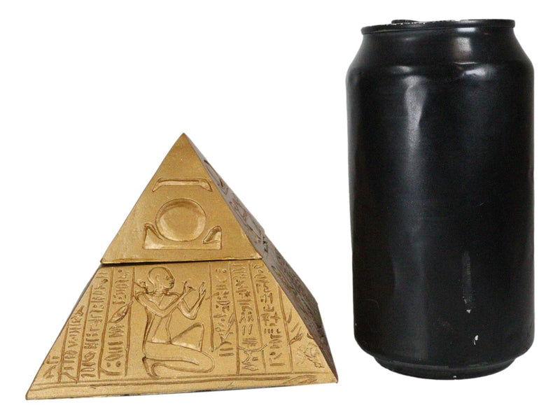 Ebros Golden Ancient Egyptian Pyramid Decorative Box 4" Wide Trinket Stash Box