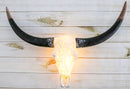 Western Tooled Filigree Longhorn Steer Cow Aged Bone Skull LED Light Wall Decor