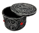 Ebros Gift Celtic Triad Red Gem Dragon Round Decorative Box Figurine 3.25"D