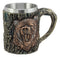Ebros Bronzed Wildlife Roaring Black Bear Mug 12oz In Rustic Tree Bark Texture Design