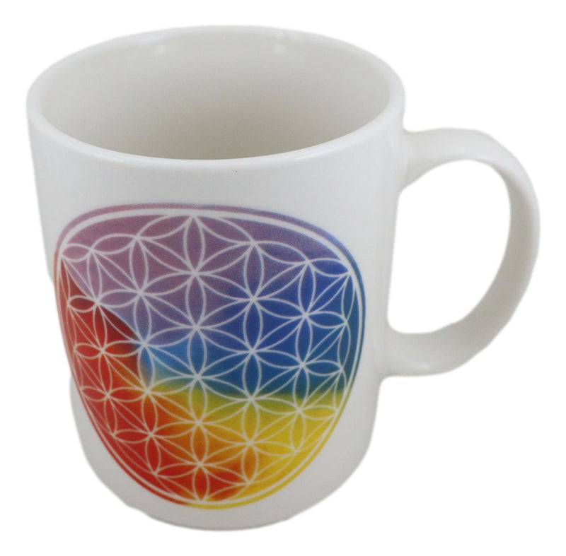 Pack Of 2 Flower Of Life Sacred Cosmic Geometry Bone China Coffee Mug Cups 12oz