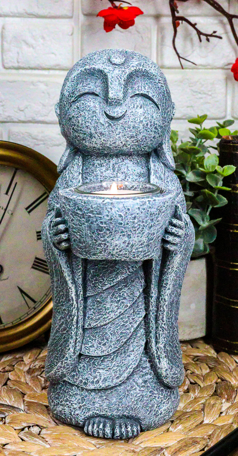 Ebros Feng Shui Zen Buddha Japanese Jizo Monk Tea Light Votive Candle Holder Figurine - Ebros Gift