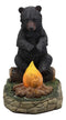 Ebros Rustic Forest Black Bear Warming Hands By Campfire LED Night Light Statue