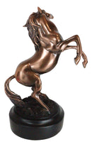 Western Black Beauty Prancing Horse Bronzed Resin Figurine With Museum Base