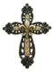 Ebros Gift Rustic Western Ornate Fleur De Lis Golden Tooled Wall Cross Decor Plaque Vintage Design Hanging Sculpture 12" High (Golden Fleur De Lis)
