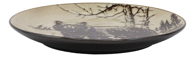 Ebros Black Bear Round Salad Or Appetizer Or Dessert Plate Set of 2 8.5" Dia